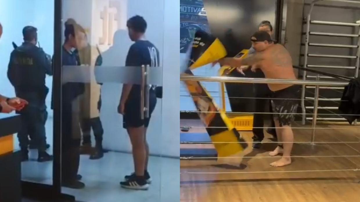 Homem com tornozeleira eletrônica invade academia e causa destruição em Fortaleza