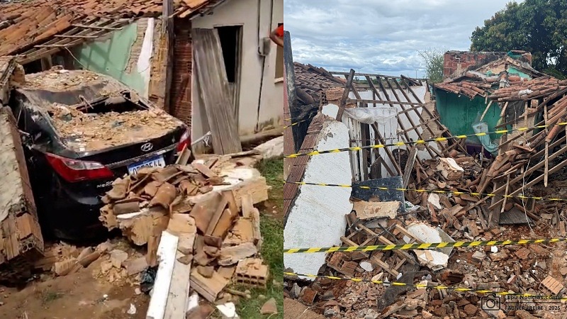 Cena de Destruição: Carro Desgovernado Atravessa Casa e Deixa Dois Feridos no Interior do Ceará